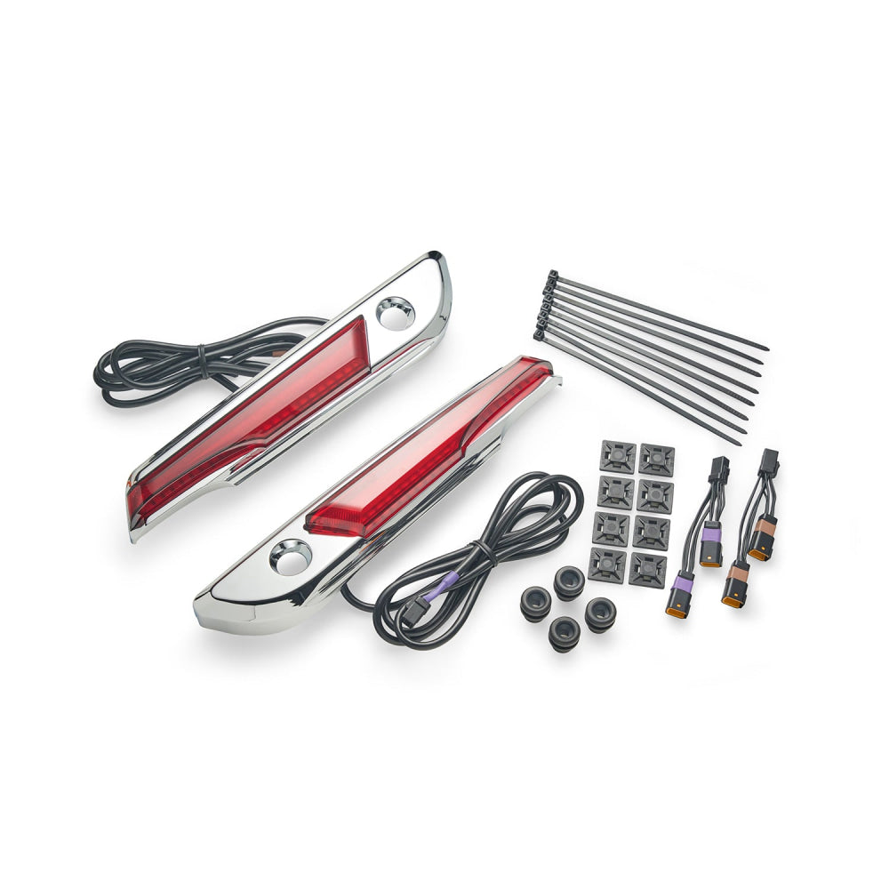 Lighted Saddlebag Hinge Covers / ’23.5-up H-D Touring - COMING SOON Red / Chrome Accessory