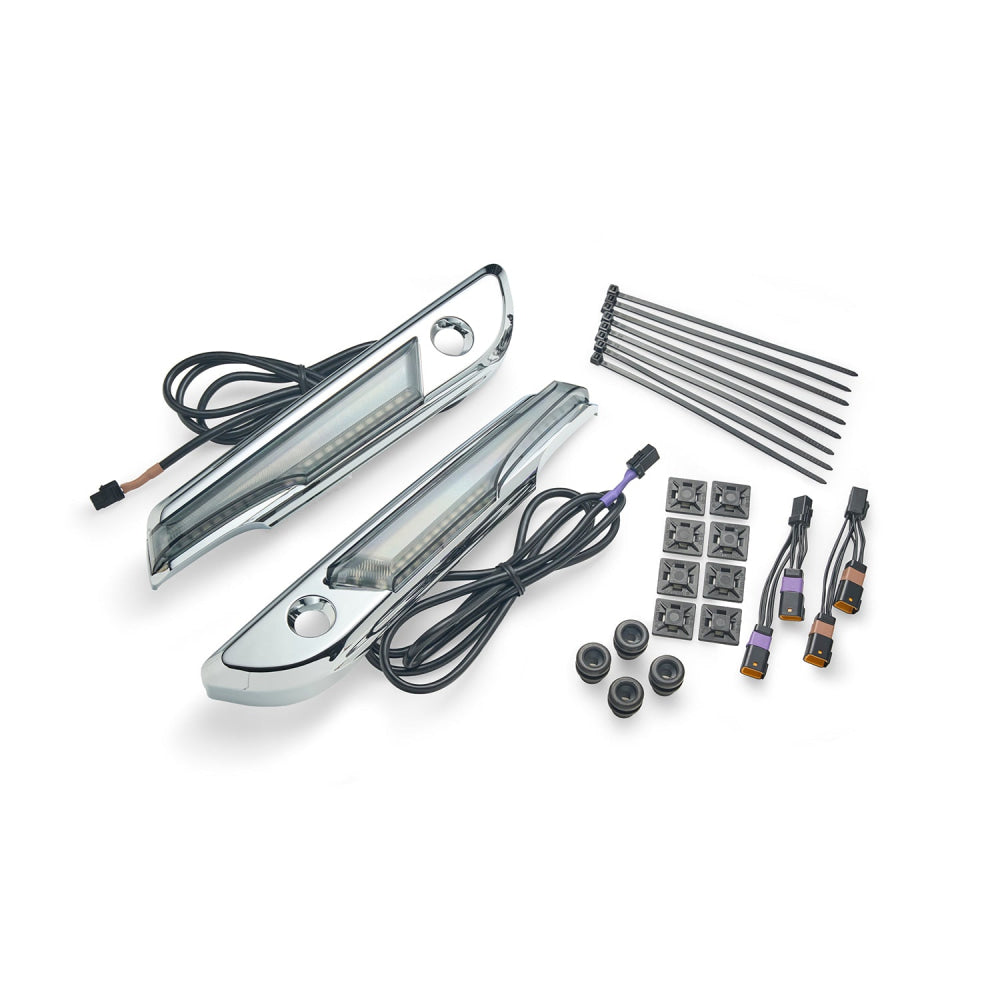 Lighted Saddlebag Hinge Covers / ’23.5-up H-D Touring - COMING SOON Smoke / Chrome Accessory