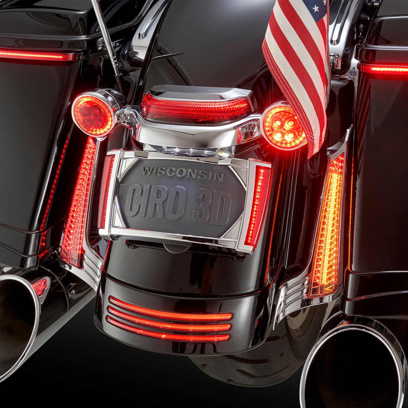 Filler Panel Lights for '14-'23 Street Glide / Special, Road Glide Custom, '17-'23 Road Glide Special, '17-up Road King Special With Clear Lens & Amber Turn