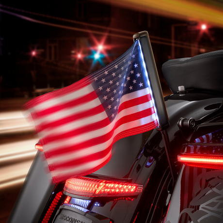 Black LED Lighted Flag Pole with American Flag