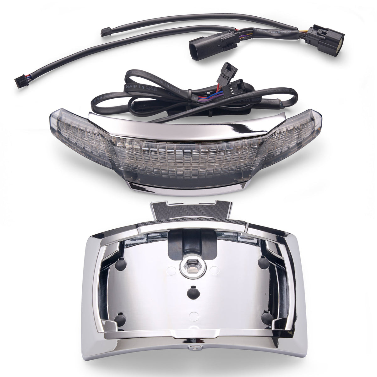 Latitude Tail Light & License Plate Holder with Lightstrike® Light Smoked / Chrome / Selectable Red or Amber with app