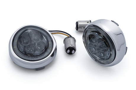 Fang® White Halo Front Signal Light Inserts With Bezel (Dual Circuit)