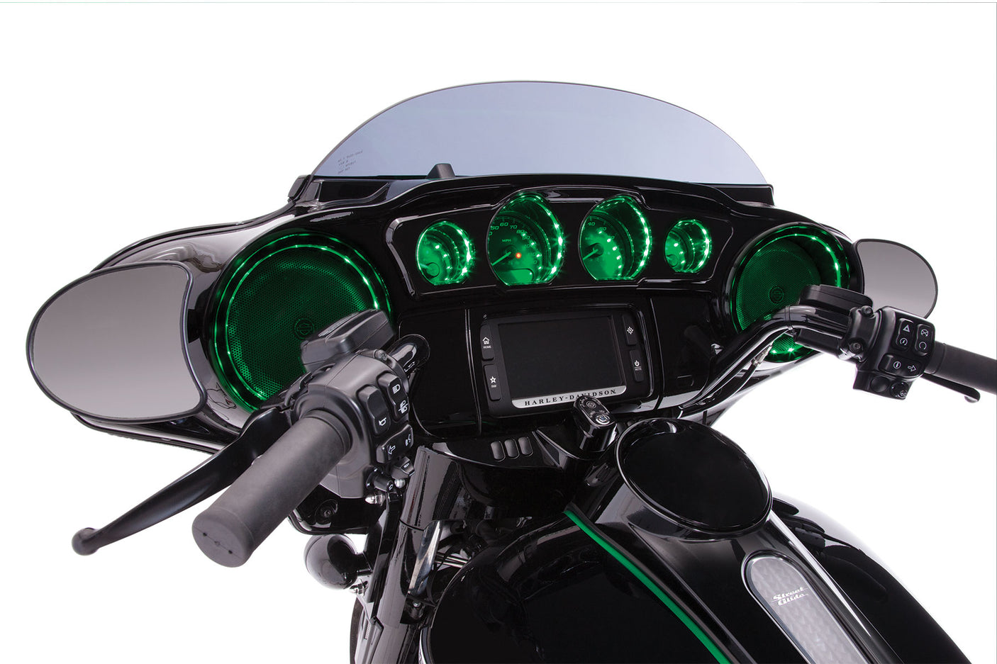 Ciro Multi-Color Led Speaker Accent for Haley-Davidson, Street Glide, Ultra, Limited, Green LED