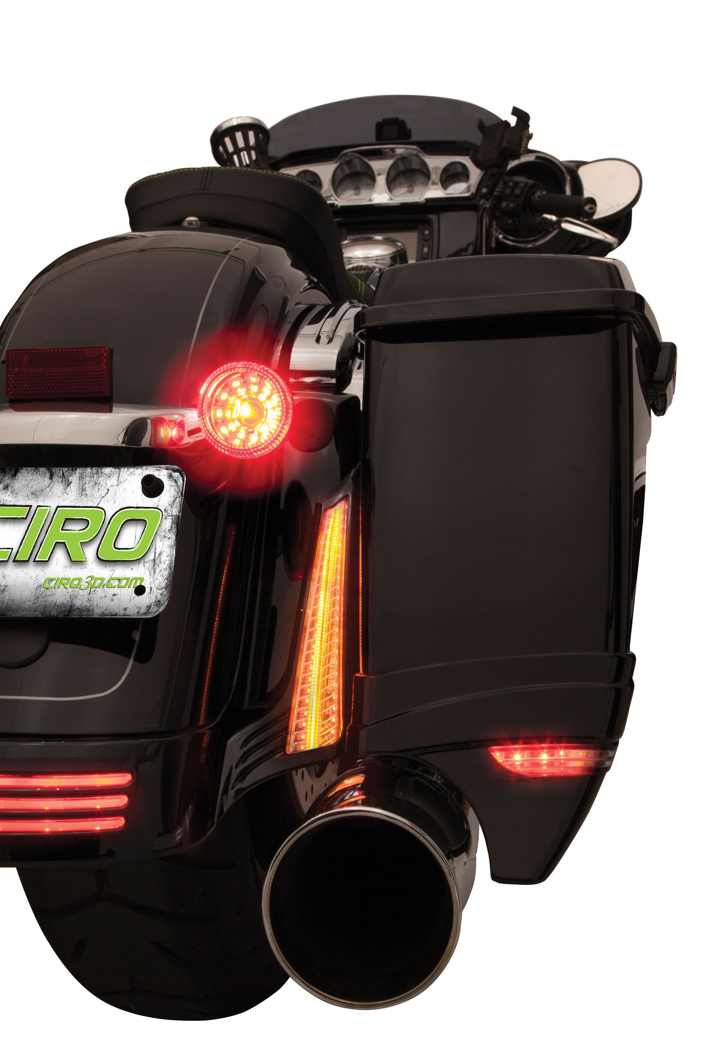 Filler Panel Lights for '14-'23 Street Glide / Special, Road Glide Custom, '17-'23 Road Glide Special, '17-up Road King Special With Clear Lens & Amber Turn