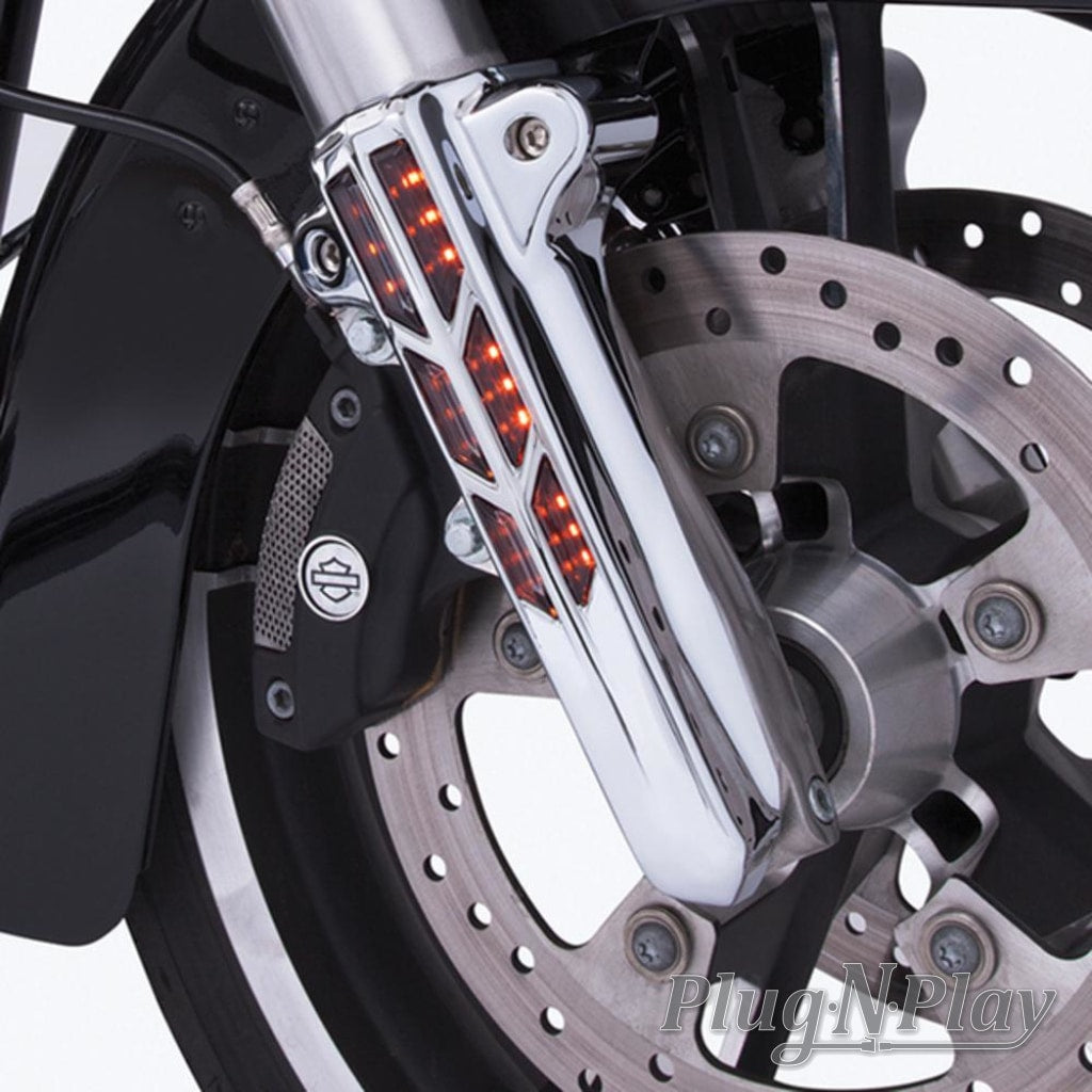 Forkini Lower Fork Leg Covers In Black Or Chrome With Without Led Ciro