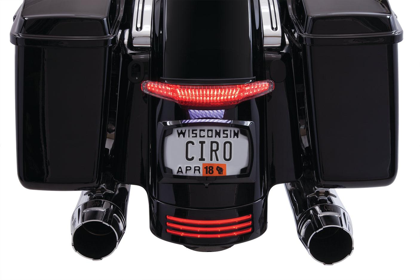 Latitude Tail Light with License Plate Holder | Ciro | For Harley-Davidson Street Glide, Road Glide Custom  and Road King  Special