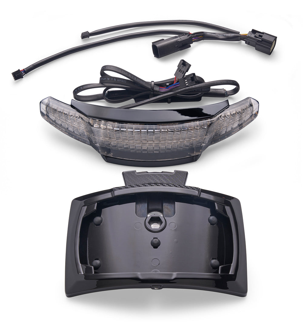 Latitude Tail Light & License Plate Holder with Lightstrike® Light Smoked / Black / Selectable Red or Amber with app