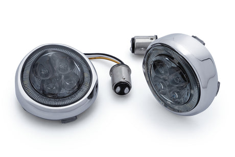 FANG® White Halo Front Signal Light Inserts With Bezel (Dual Circuit)