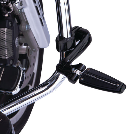 Hingleless Highway Peg Mounting Clamps  With Clevis  and Extension Arms | Mounts to any 1-1/4" Highway Engine Guard / Crash Guard | Ciro | For Harley-Davidson