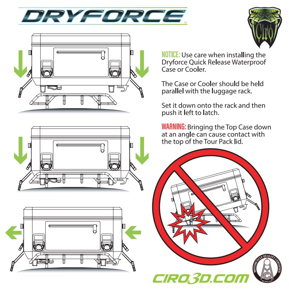 DRYFORCE® Quick Release Waterproof Cooler for Harley-Davidson® Luggage Rack