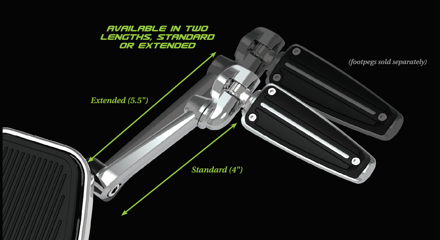 Frame Mounted Adjustable Highway Peg Mounts With or Without Foot