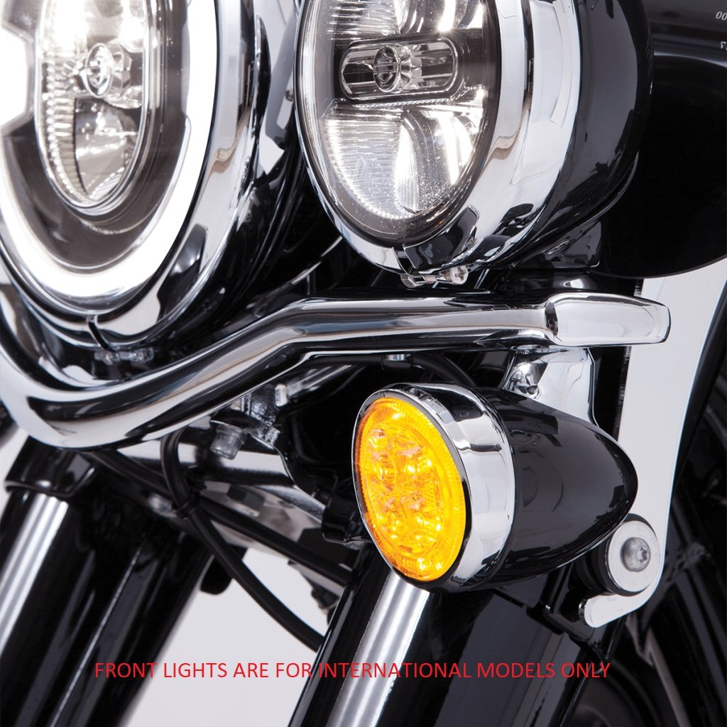 Fang front amber turn signals with chrome bezel | Ciro | International models only 