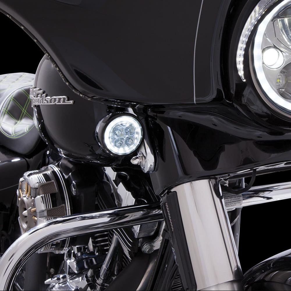 Fang White Halo Front Signal Light Inserts With Chrome Or Black Bezel Ciro