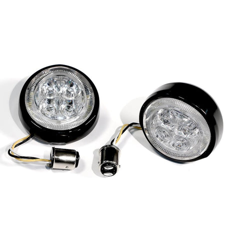 Fang White Halo Front Signal Light Inserts With Chrome Or Black Bezel Ciro