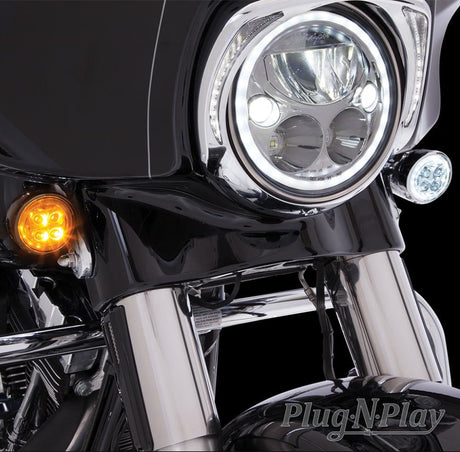 Fang White Halo Front Signal Light Inserts With Chrome Or Black Bezel Ciro