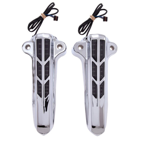 Forkini Lower Fork Leg Covers In Black Or Chrome With Without Led / Ciro